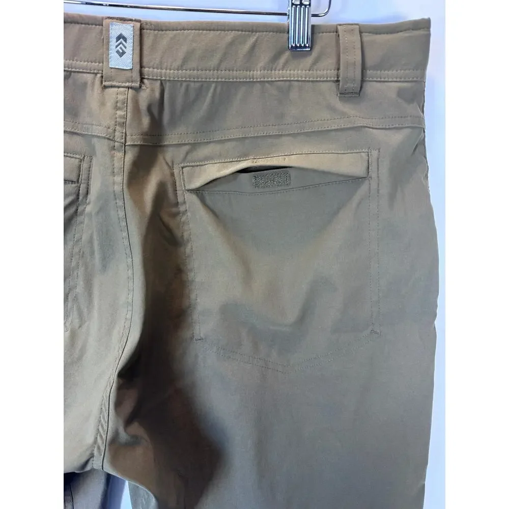 Free Country Men’s Nylon Stretch Trek Shorts 36 Knaki Belted Hiking Outdoor NWT